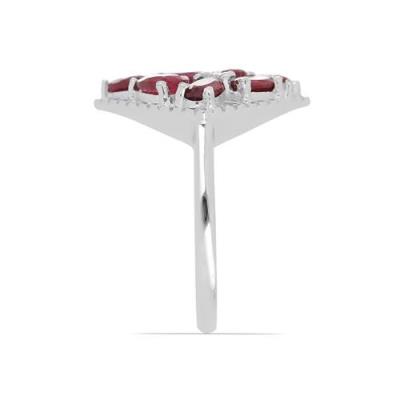 BUY STERLING SILVER NATURAL GLASS FILLED RUBY GEMSTONE RING